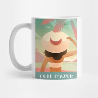 Cote d'Azur, France - Boho Retro travel poster Mug